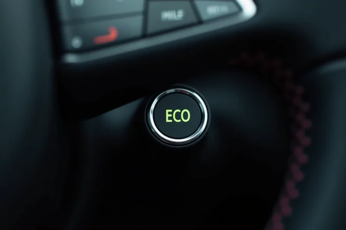 Bouton de mode éco et indicateur sur le tableau de bord de la Citroën C3