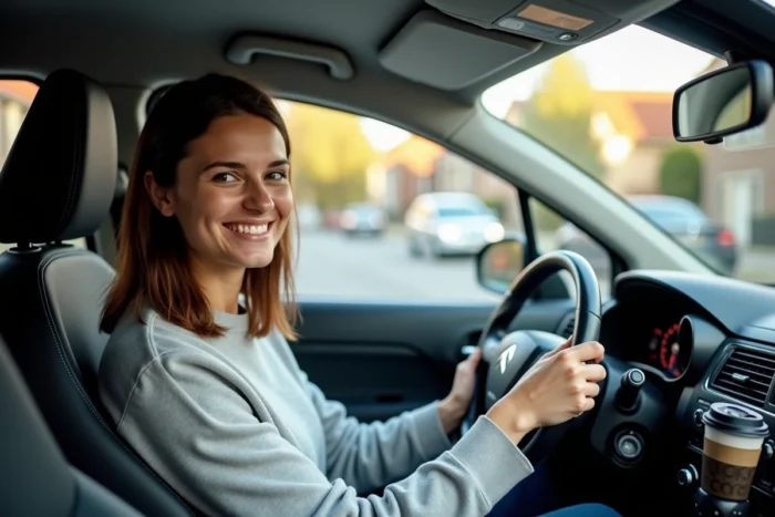 Femme au volant d'une Citroën C3 ajustant les paramètres de conduite pour désactiver le mode économie