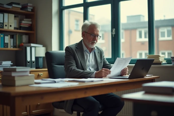 Professeur lisant la liste des promus hors classe dans la salle des professeurs